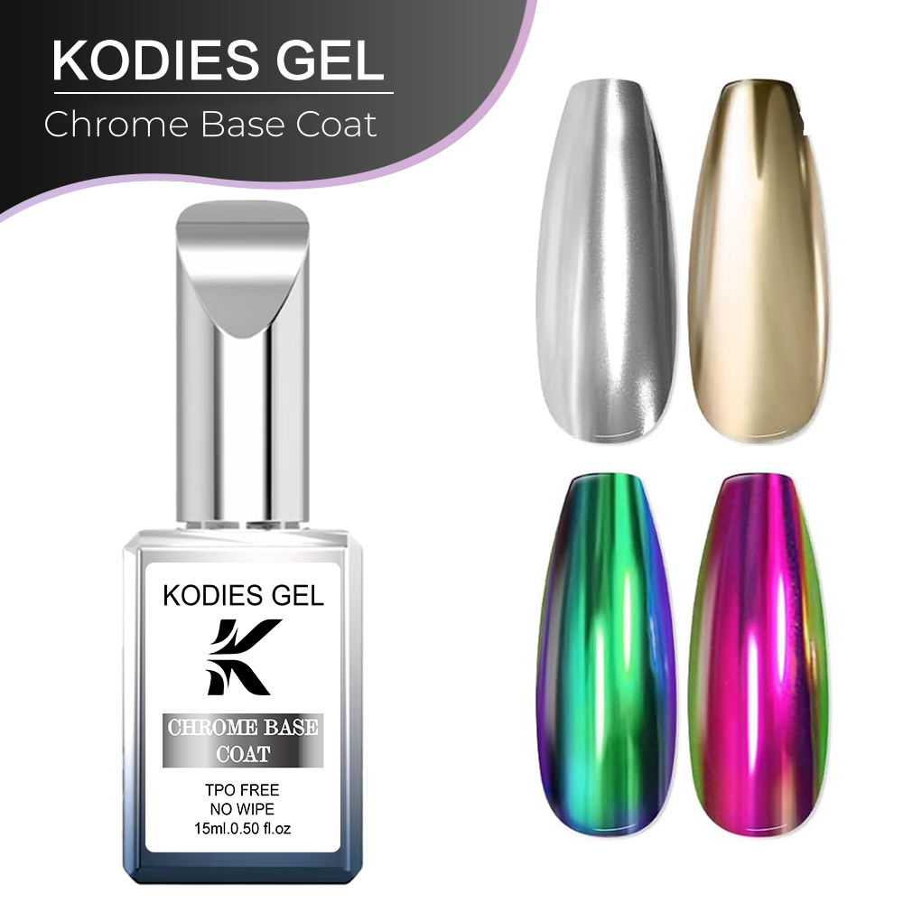 Nail Art Chrome - KODIES GEL Przezroczysty Baza Chromowa Metaliczna