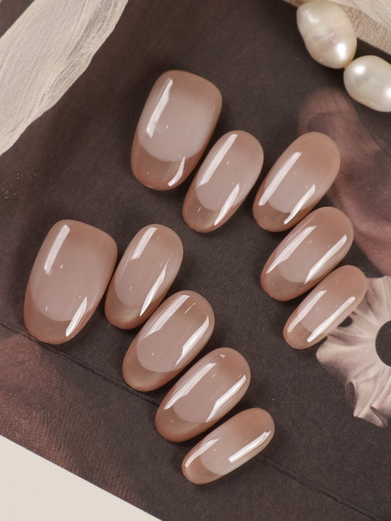 Nail Art French - 10 szt. Paznokcie na wcisk Krótkie