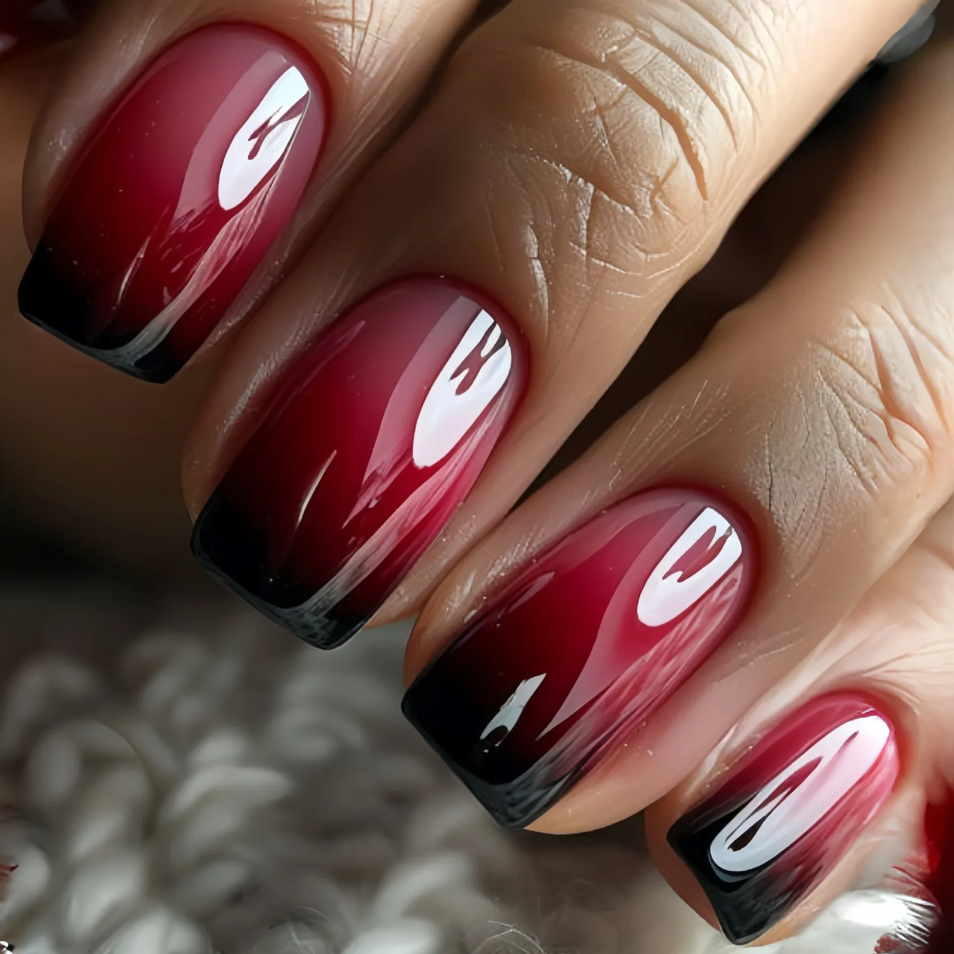 Nail Art French - 24szt Press on Nails Black Gradient