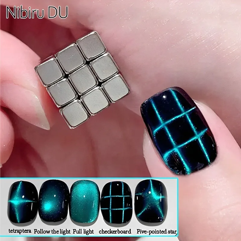 Striping Tape Nail - 27szt Cat Eye Magnet Cube for