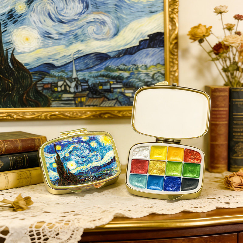 Nail Art Van Gogh - Zestaw farb akwarelowych z brokatem Van