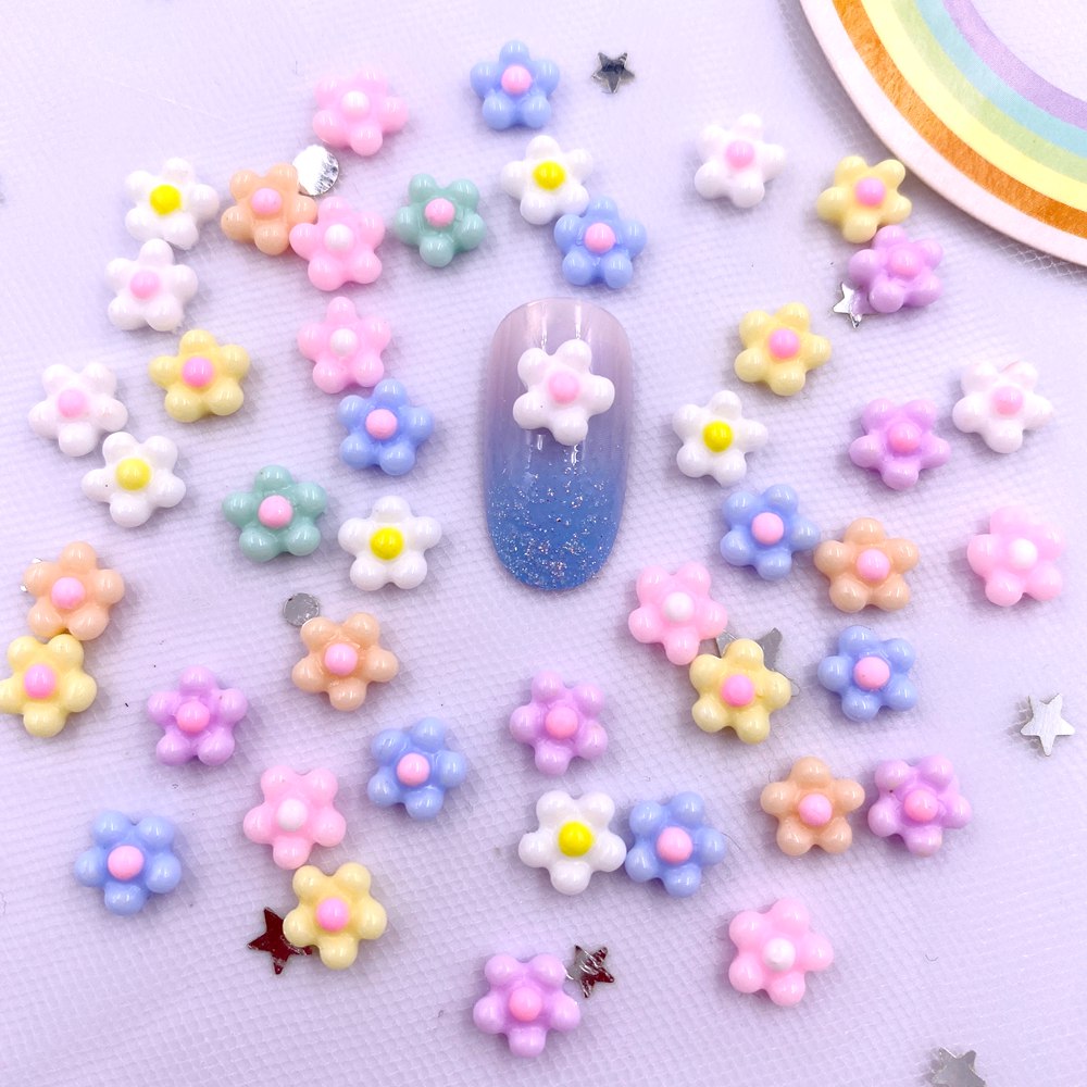 Nail Art Xmas - 100 szt. 8mm Żywiczne Kolorowe Mini