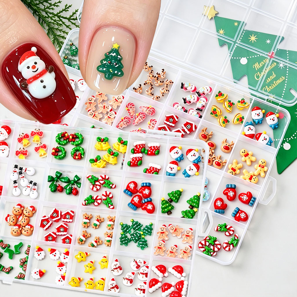 1 Pudełko Mieszanych Ozdób 3D  – Nail Art Xmas recenzja i cena