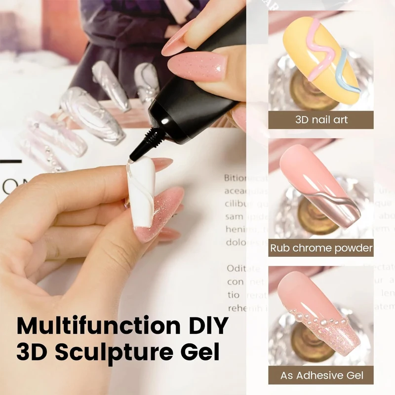 15ML Clear 3D No Wipe Sculptur – Nail Art Chrome recenzja i cena
