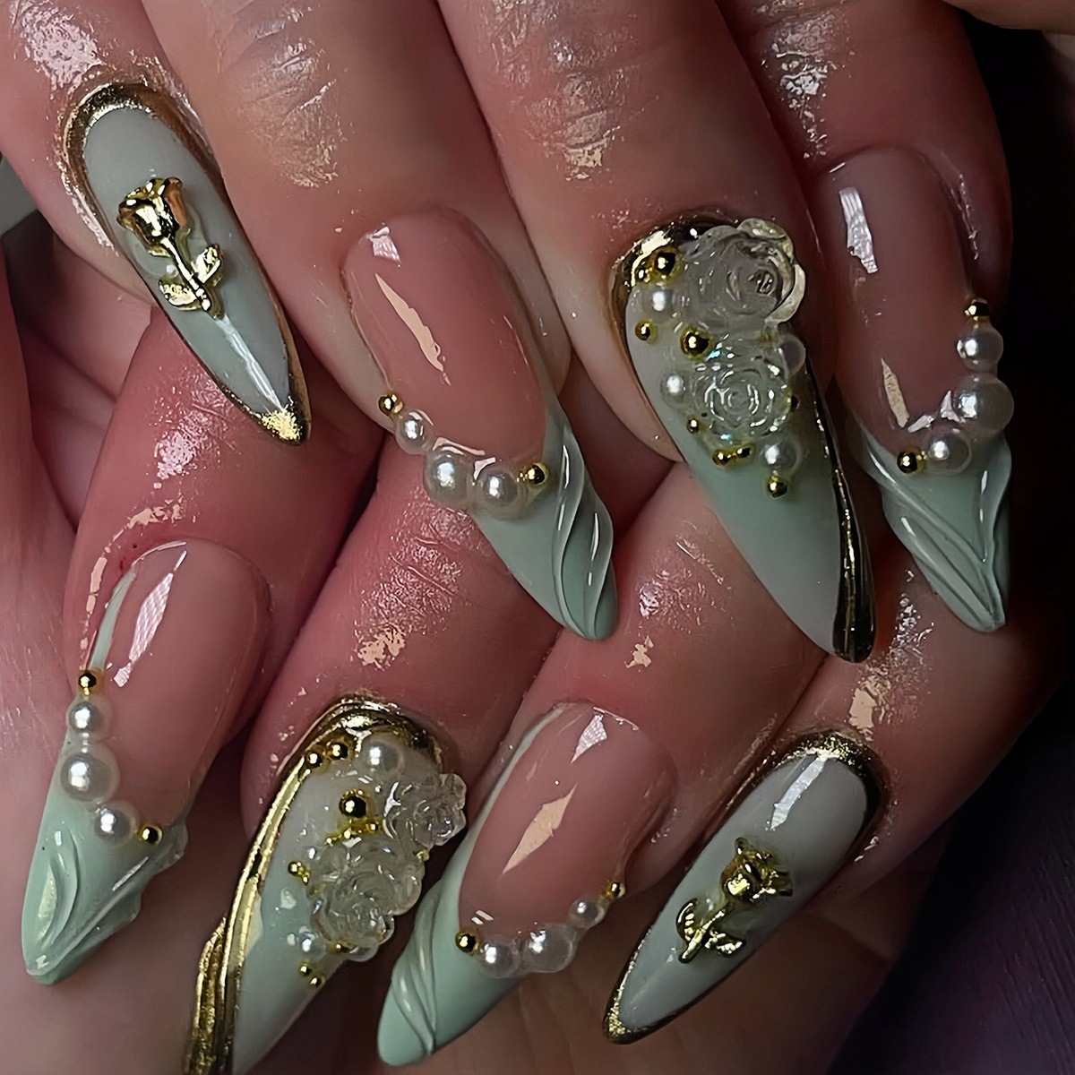 24 szt. Zielone sztuczne pazno – Nail Art French recenzja i cena